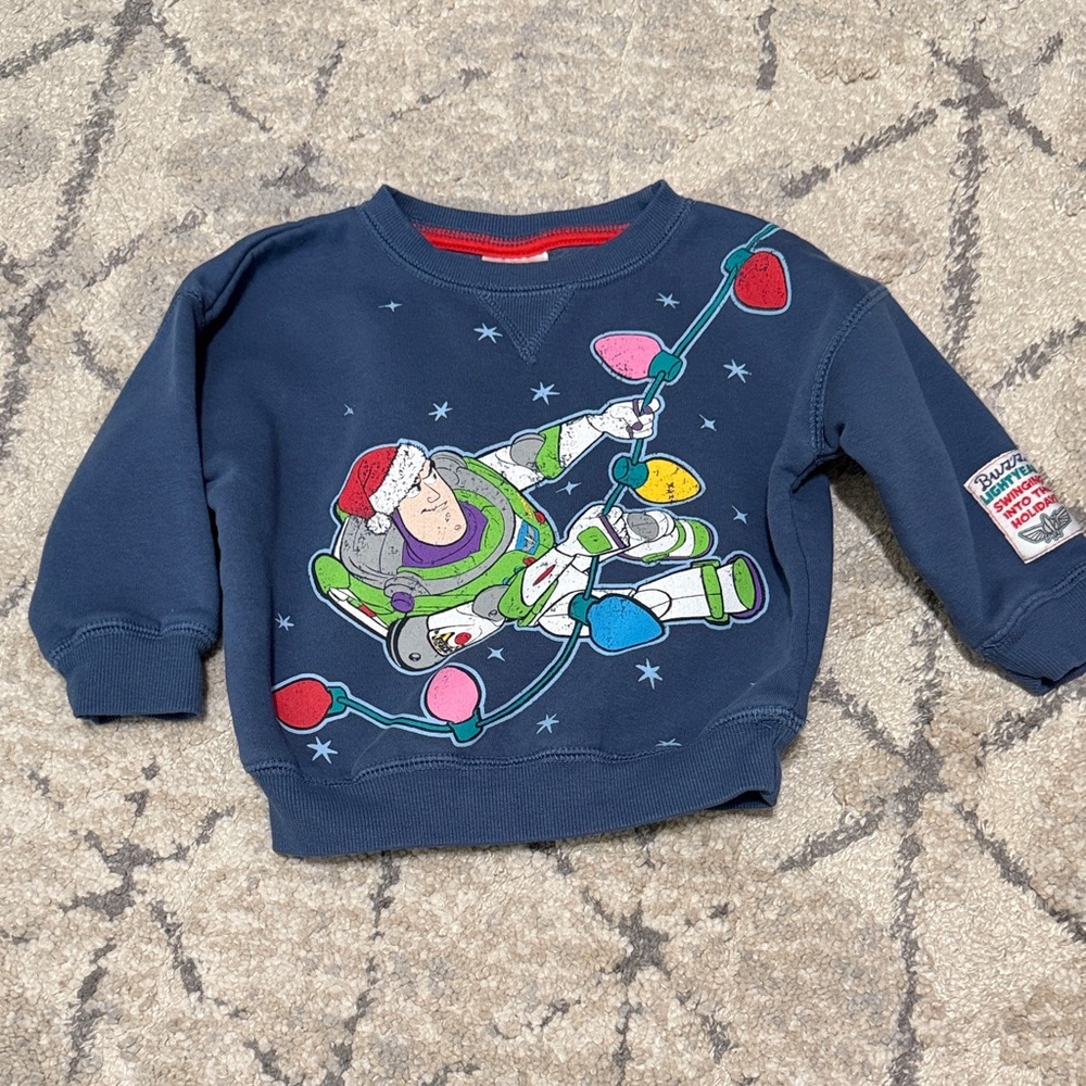 Disney Buzz Lightyear Navy Sweatshirt with Festive Lights - Picture 1 of 4